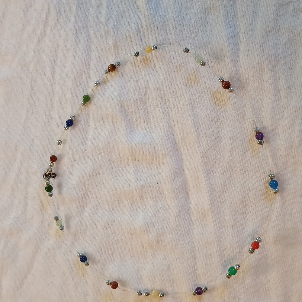 Beautiful Multicolored Floating Gemstone Necklace… - image 1